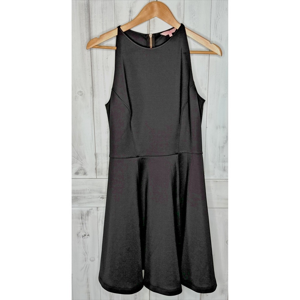 TED BAKER Preeny Fit & Flare Dress Women's 8 Black Sleeveless Scuba Stretch Full